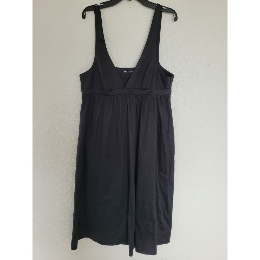 ZARA Women's Black V Neck Sleeveless Midi Dress Size XL‎ Cocktail Casual #1